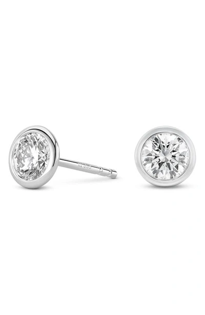 Shop Lightbox 1-carat Lab Grown Diamond Bezel Stud Earrings In White/ 14k White Gold