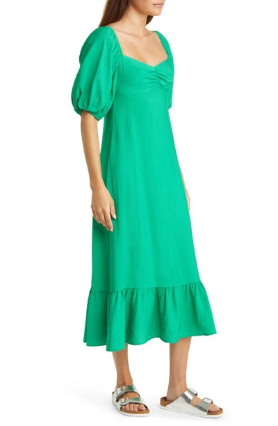 Shop Nobody's Child Darcie Puff Sleeve Dress In Green