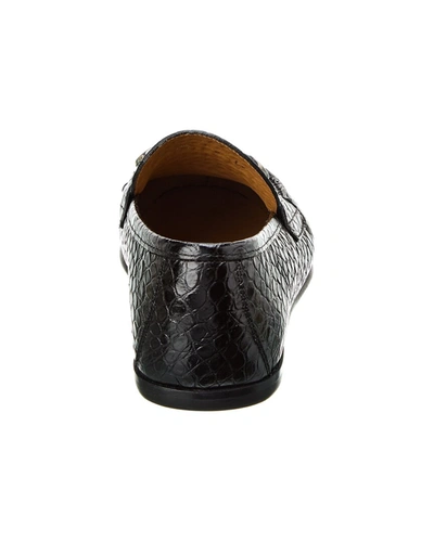 Shop Ferragamo Galileo Croc-embossed Leather Loafer In Black
