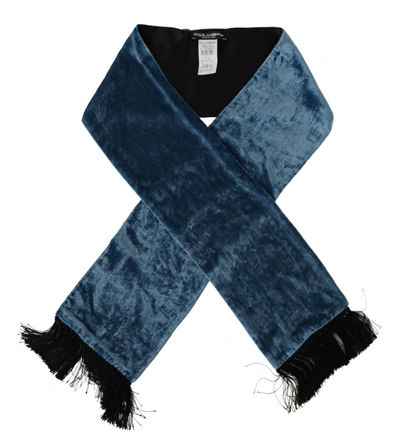 Shop Dolce & Gabbana Velvet Solid Neck Warmer Men's Shawl Men's Scarf In Blue