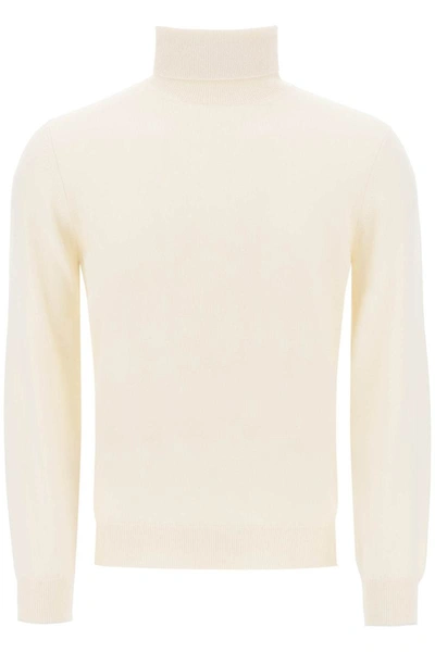 Shop Brunello Cucinelli Cashmere Turtleneck Sweater In White