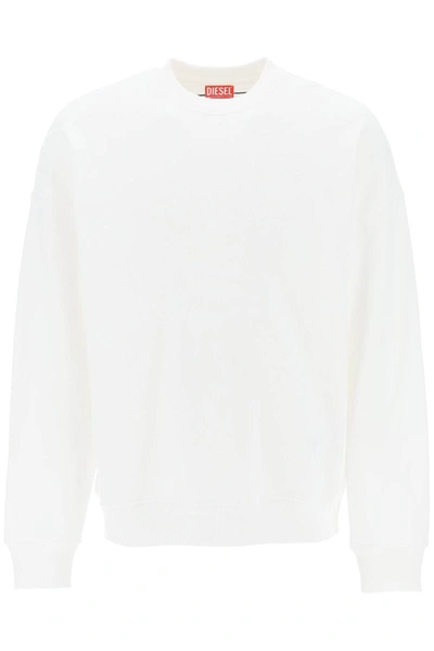 Shop Diesel 's-rob-megoval' Sweatshirt With Maxi Oval-d Logo Embroidery In White
