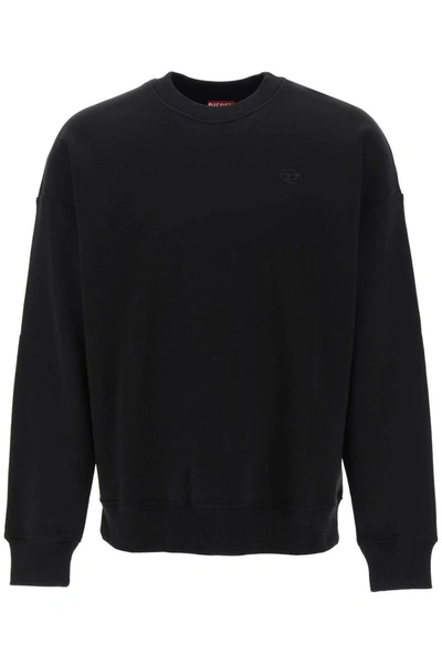 Shop Diesel 's-rob-megoval' Sweatshirt With Maxi Oval-d Logo Embroidery In Black