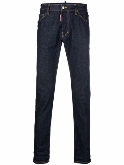 Shop Dsquared2 Icon-logo Straight-leg Jeans In Navy Blue