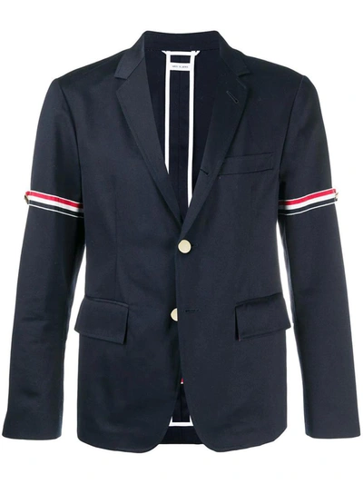 Shop Thom Browne Unconstructed Grosgrain Armband Sport Coat In Navy
