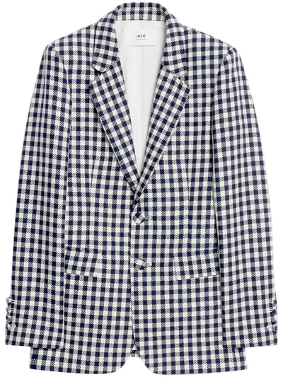 Shop Ami Alexandre Mattiussi Ami Paris Gingham Single-breasted Blazer