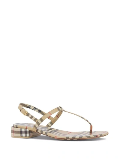 Shop Burberry Vintage Check Thong-strap Sandals In Archive Beige Ip Chk