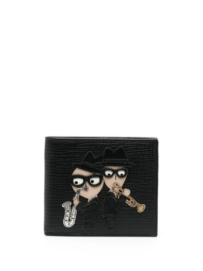 Shop Dolce & Gabbana Dolce&gabbana Logo-print Bi-fold Leather Wallet In Black