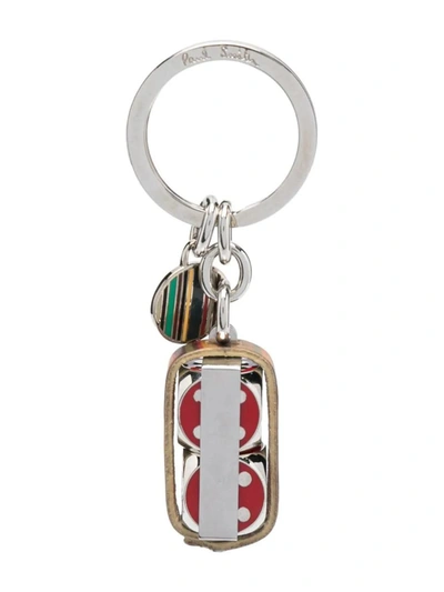Shop Paul Smith Logo-engraved Dice-detail Keychain In Silver
