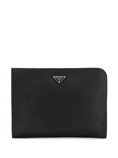 Shop Prada Logo Clutch Bag