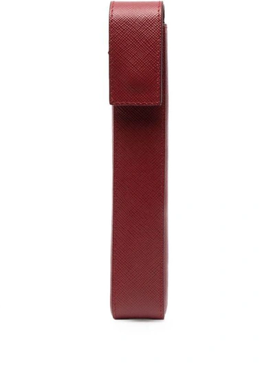 Shop Prada Saffiano-leather Pen Case In Red