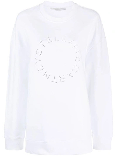 Shop Stella Mccartney Rhinestone-embellished Logo Sweatshirt In Pure White