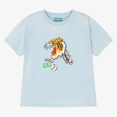 Shop Kenzo Kids Boys Blue Cotton Tiger T-shirt