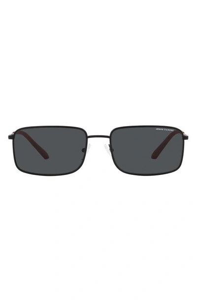 Shop Armani Exchange 58mm Rectangular Sunglasses In Matte Black