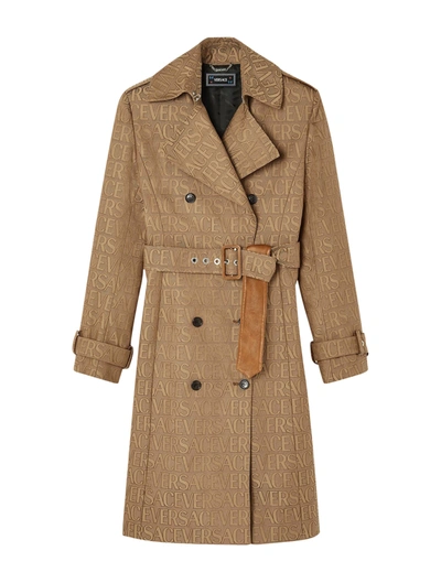 Shop Versace Trench  All Over In Brown