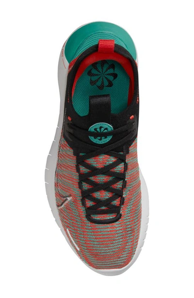 Shop Nike Free Run Flyknit Next Nature Running Shoe In Black/ White/ Jade/ Red