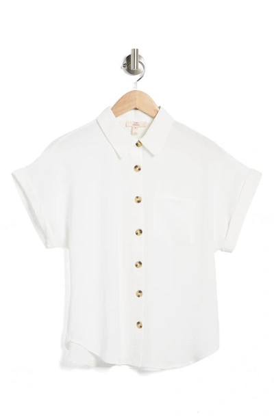 Shop Como Vintage Airflow Button-up Shirt In Cloud Dancer