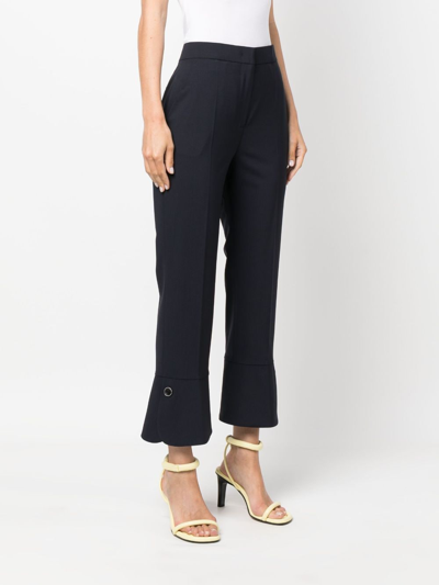 Shop Msgm Cropped-leg Flared Trousers In Blue