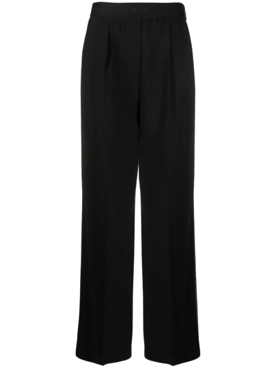Shop Msgm Wide-leg High-waist Trousers In Black