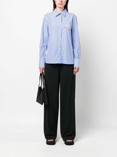 Msgm Wide Leg Tailored Pants In Black Polyester In Black