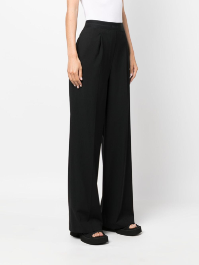 Msgm Wide Leg Tailored Pants In Black Polyester In Black