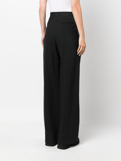 Msgm Wide Leg Tailored Pants In Black Polyester In Black