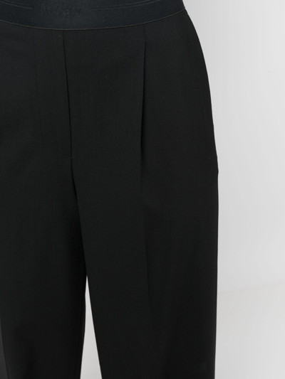 Msgm Wide Leg Tailored Pants In Black Polyester In Black