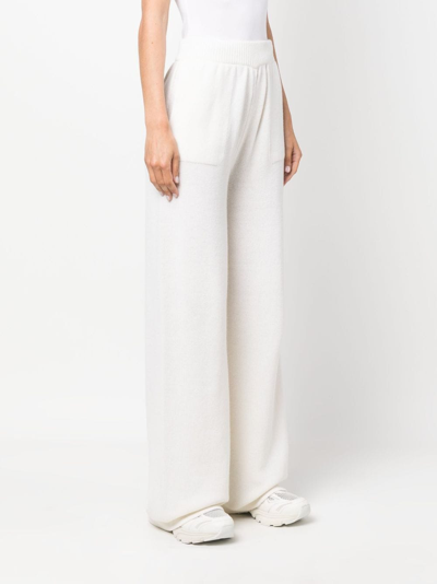 Msgm Wide-leg Wool-cashmere Blend Trousers In White