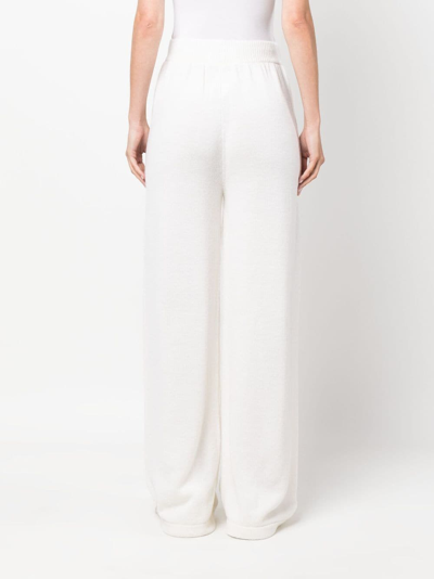 Msgm Wide-leg Wool-cashmere Blend Trousers In White