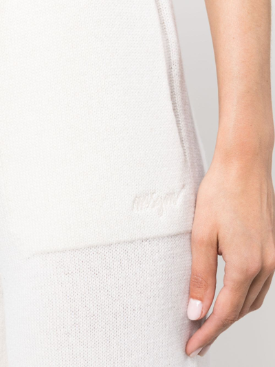 Msgm Wide-leg Wool-cashmere Blend Trousers In White