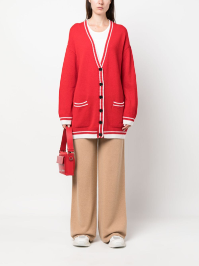 Msgm Embroidered-logo Knit Trousers In Brown