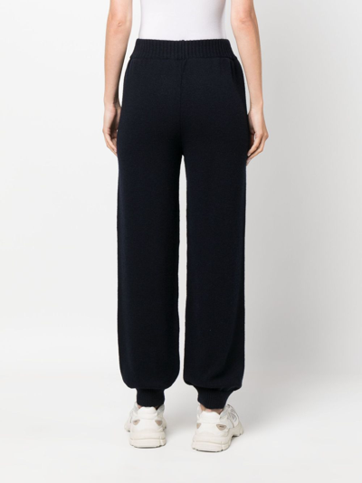 Msgm Logo-embroidered Knitted Trousers In Blue