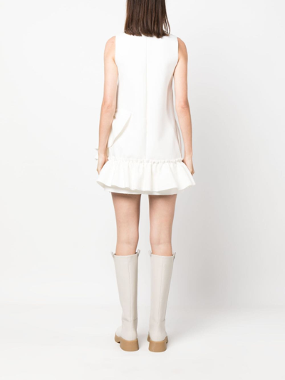 Shop Msgm Ruffled-trim Sleeveless Dress In White