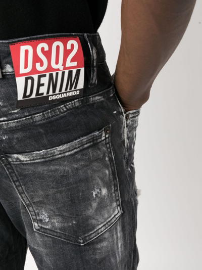 Shop Dsquared2 Bleached-finish Cotton Jeans In Black