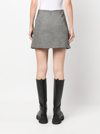 Shop Msgm Ruffled-trim Wool Mini Skirt In Grey