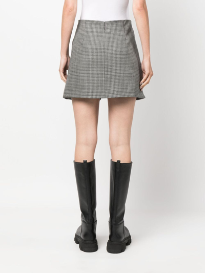 Msgm Ruffled-trim Wool Mini Skirt In Grey