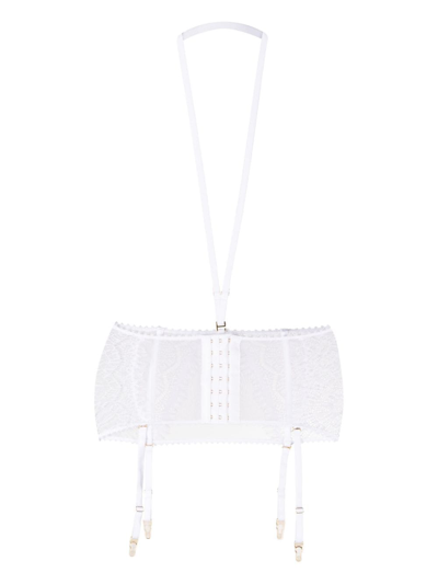 Shop Maison Close Accroche Coeur Waist-cincher And Suspenders In White