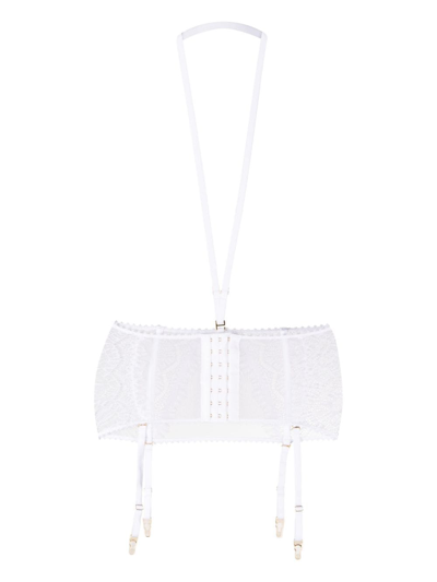 Maison Close Accroche Coeur Waist-cincher And Suspenders In White