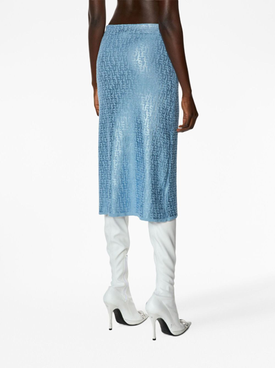Shop Diesel Ff-m-ikaria Metallic-finish Skirt In Blue