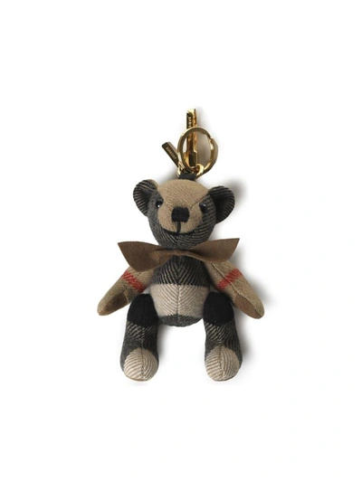 Shop Burberry Bear Keychain With Bow Tie In Beige