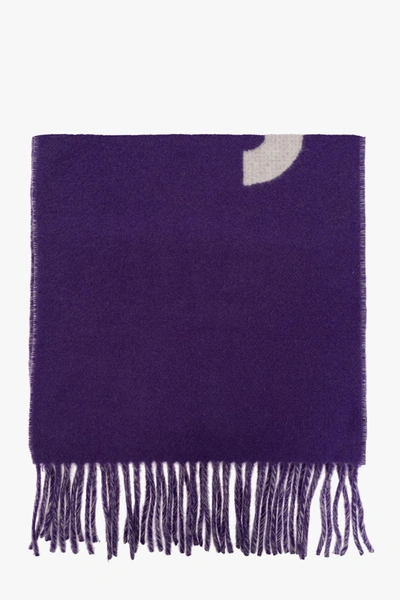 Shop Jacquemus Wool Scarf With Logo In Violet