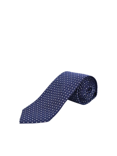 Shop Brunello Cucinelli Spotted Silk Tie In Blue