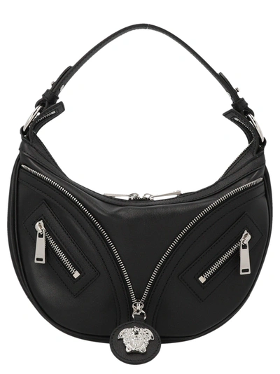 Shop Versace Repeat Small Shoulder Bag In Black