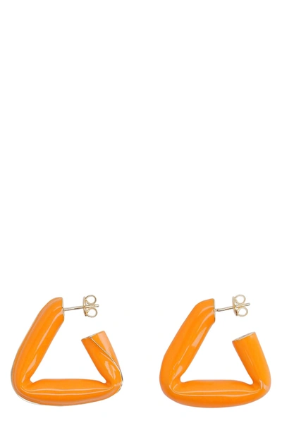 Shop Bottega Veneta Fold Silver Earrings In Orange