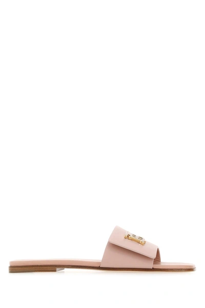 Shop Burberry Powder Pink Leather Slippers