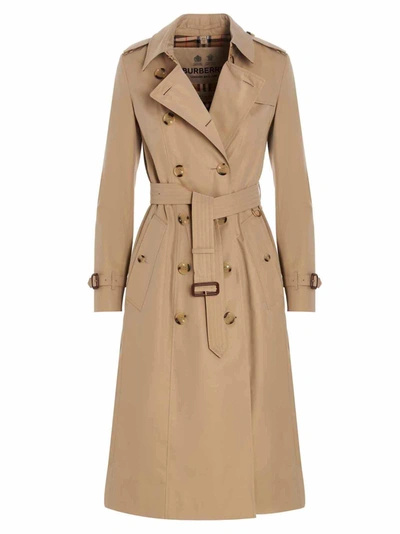 Shop Burberry Chelsea Fitted Trench Coat In Beige