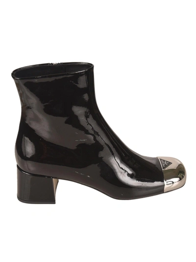 Shop Prada Metallic Toe Boots In Nero