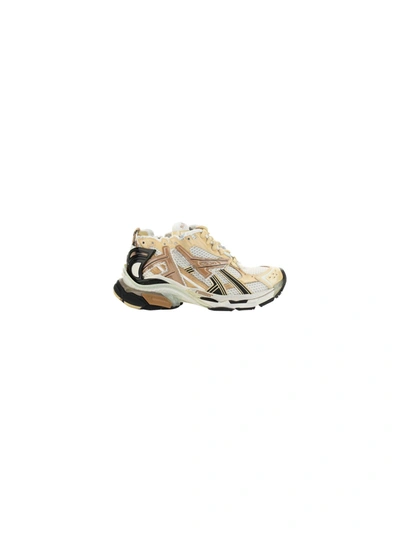Shop Balenciaga Runner Sneakers In White/pink/beige