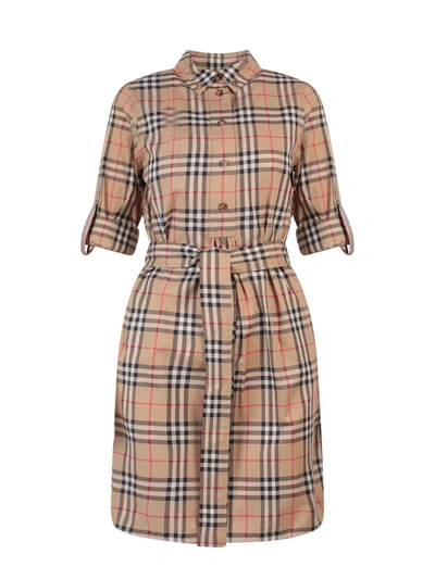 Shop Burberry Dress In Vintage Check