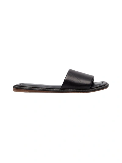 Shop Brunello Cucinelli Leather Sandal In Black